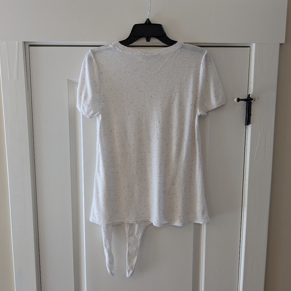 Loft Rainbow Speckled Short Sleeve Tie Front Top, Size S - Picture 2 of 3